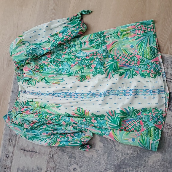 Lilly Pulitzer Maryellen Resort White Coconut Row Engineered Woven Dress SzL - Picture 11 of 11